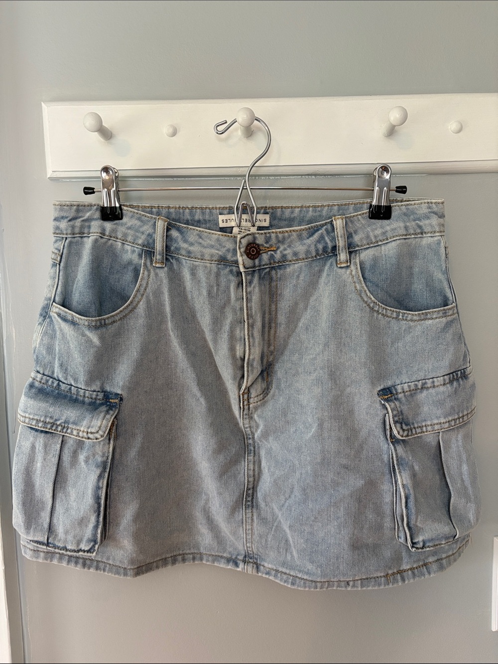 NWT Sincerely Jules Light Blue Denim Cargo Mini Skirt Women’s Size 13/30